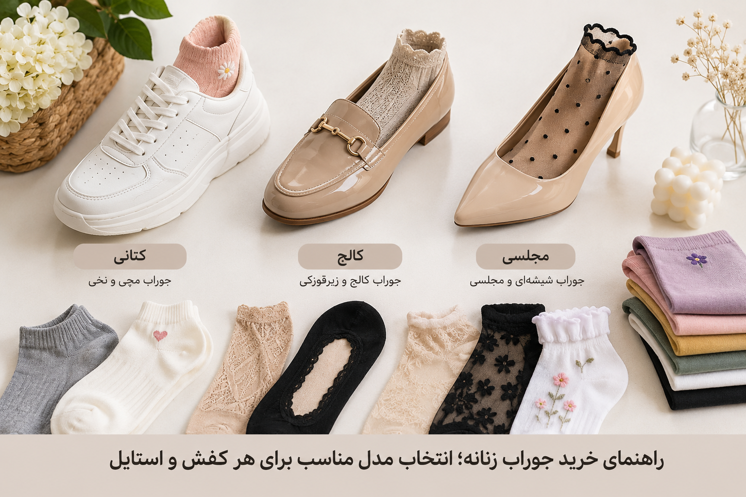 راهنمای خرید جوراب زنانه مناسب هر کفش و استایل